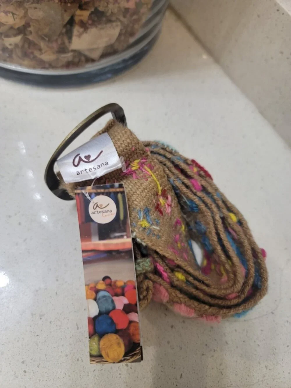 Artesana Love Floral Hand Embroidered Wool Belt Size - Medium NWT NEW Multicolor